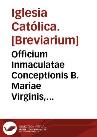 Portada:Officium Inmaculatae Conceptionis B. Mariae Virginis, cum octaua.