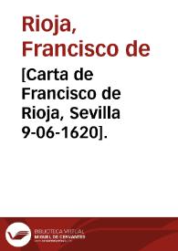 Portada:[Carta de Francisco de Rioja, Sevilla 9-06-1620].