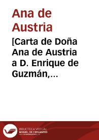 Portada:[Carta de Doña Ana de Austria a D. Enrique de Guzmán, 2-09-1617]
