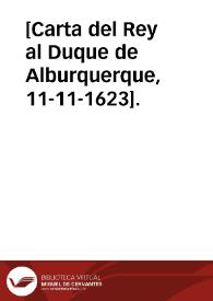 Portada:[Carta del Rey al Duque de Alburquerque, 11-11-1623].