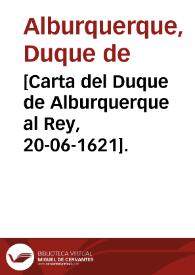 Portada:[Carta del Duque de Alburquerque al Rey, 20-06-1621].