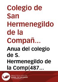Portada:Anua del colegio de S. Hermenegildo de la Comp{487} de Jesus de Seuilla del año 1610