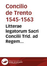 Portada:Litterae legatorum Sacri Concilii Trid. ad Regem Poloniae