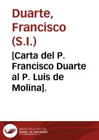 Portada:[Carta del P. Francisco Duarte al P. Luis de Molina].