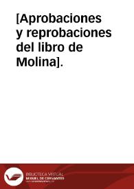 Portada:[Aprobaciones y reprobaciones del libro de Molina].