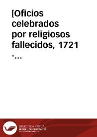 Portada:[Oficios celebrados por religiosos fallecidos, 1721 - 1723].