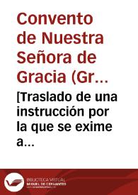 Portada:[Traslado de una instrucción por la que se exime a varios síndicos del pago de contribuciones]