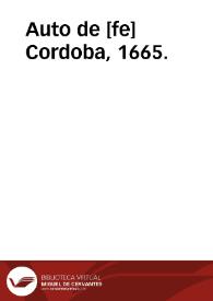 Portada:Auto de [fe] Cordoba, 1665.
