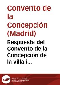 Portada:Respuesta del Convento de la Concepcion de la villa i corte de Madrid a la notificacion del breve del P. Nuncio.