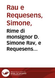 Portada:Rime di monsignor D. Simone Rav, e Requesens...