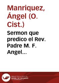 Portada:Sermon que predico el Rev. Padre M. F. Angel [Manriquez] General de la Orden de S. Bernardo ... al nacimiento del Principe nuestro señor D. Balthasar.