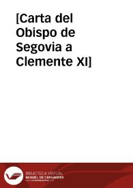 Portada:[Carta del Obispo de Segovia a Clemente XI]