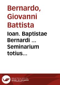 Portada:Ioan. Baptistae Bernardi ... Seminarium totius philosophiae... ; tomus tertius