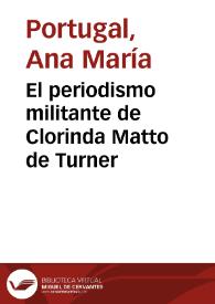 Portada:El periodismo militante de Clorinda Matto de Turner / Ana María Portugal