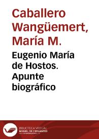 Portada:Eugenio María de Hostos. Apunte biográfico / María Caballero Wangüemert