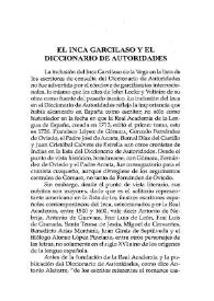 Portada:El Inca Garcilaso en el Diccionario de Autoridades / Mario Castro Arenas