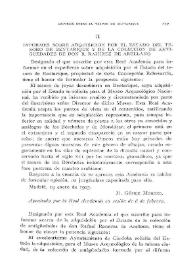Portada:Informes sobre adquisición por el Estado del tesoro de Bentarique y de la colección de antigüedades de don R. Ramírez de Arellano