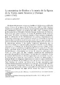 Portada:La mecánica de fluidos y la teoría de la figura de la Tierra entre Newton y Clairaut (1687-1743) / Antonio Lafuente