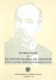 Portada:Homenaje a Eugenio María de Hostos: pensador hispanoamericano / Ramón-Darío Molinary