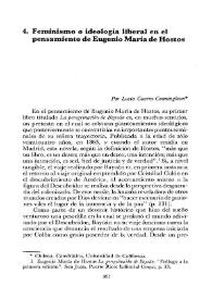 Portada:Feminismo o ideología liberal en el pensamiento de Eugenio María de Hostos / Lucía Guerra Cunningham