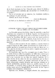 Portada:Informe acerca de las obras de conservación de la Cueva de Altamira / Maura, G.
