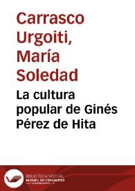 Portada:La cultura popular de Ginés Pérez de Hita