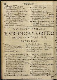 Portada:Euridice y Orfeo / de Don Antonio de Solís