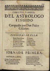 Portada:El astrologo fingido / compuesta por don Pedro Calderon