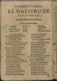 Portada:El maestro de Alejandro [1666] / de don Fernando de Zarate