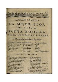 Portada:La mejor flor de Sicilia, Santa Rosolea / de Don Agustin de Salazar