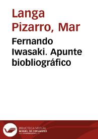 Portada:Fernando Iwasaki. Apunte biobliográfico / Mar Langa Pizarro