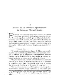 Portada:Escudo de las armas del Ayuntamiento de Campo de Mirra (Alicante) / V. Castañeda