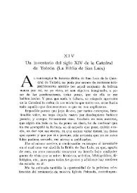 Portada:Un inventario del siglo XIV de la Catedral de Toledo. (La Biblia de San Luis) / Luis Pérez de Guzmán, marqués de Morbecq