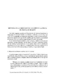 Portada:Historia de la Orden de San Agustín en la época de Fray Luis de León / José Rodríguez Díez