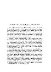 Portada:Madrid y su literatura en la Edad de Oro /  J.M.R.