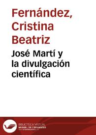 Portada:José Martí y la divulgación científica / Cristina Beatriz Fernández