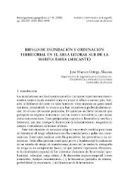 Portada:Riesgo de inundación y ordenación territorial en el área litoral sur de la Marina Baixa (Alicante) / José Marcos Ortega Álvarez