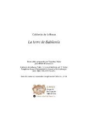 Portada:La torre de Babilonia / Pedro Calderón de la Barca; texto crítico preparado por Valentina Nider
