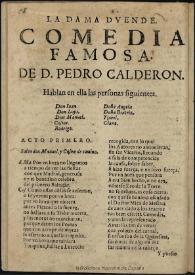 Portada:La dama duende / de D. Pedro Calderon