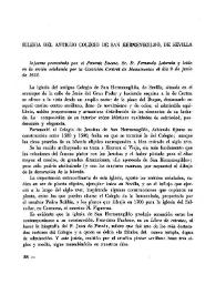 Portada:Iglesia del antiguo Colegio de San Hermenegildo, de Sevilla / Informe presentado por ... Fernando Labrada y leído en la sesión celebrada por la Comisión Central de Monumentos el día 9 de junio de 1958