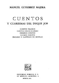 Portada:Cuentos y cuaresmas del duque Job / Manuel Gutiérrez Nájera