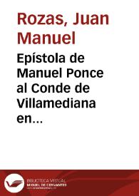 Portada:Epístola de Manuel Ponce al Conde de Villamediana en defensa del léxico culterano / Juan Manuel Rozas y Antonio Quilis