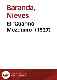 Portada:El "Guarino Mezquino" (1527) / Nieves Baranda