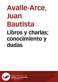 Portada:Libros y charlas; conocimiento y dudas