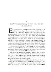 Portada:Los Condes de Bearn y de Foix como señores de Castellvell / F. Durán Cañameras