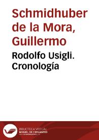 Portada:Rodolfo Usigli. Cronología / Guillermo Schmidhuber de la Mora