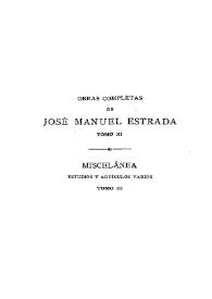 Portada:Obras completas de José Manuel Estrada. Tomo XI