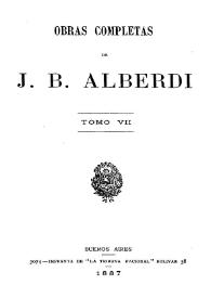 Portada:Obras completas de J. B. Alberdi. Tomo 7