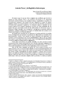 Portada:Antonio Tovar y la lingüística indoeuropea / Juan Antonio Álvarez-Pedrosa Núñez