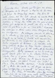 Portada:Carta de Francisco Rabal a su familia. Roma, 27 de septiembre de 1969